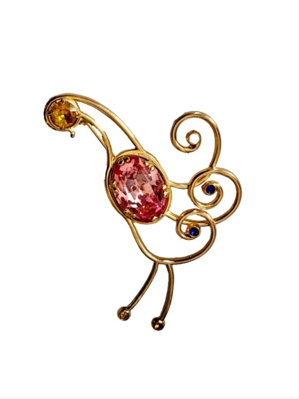 Vintage 1940s Coro Menagerie Wireworks Peacock Brooch 3"